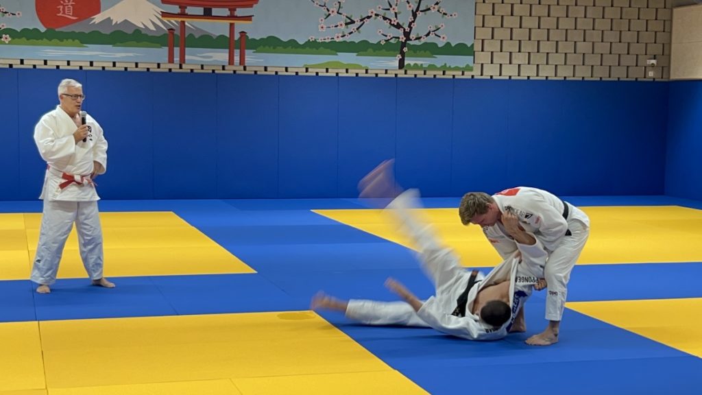 Matthias Casse tests out the new facility and equipment with a Koshi-waza throw.