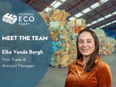 Female employee with polyurethane foam scrap